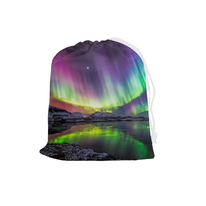 Aurora Borealis Polar Northern Lights Natural Phenomenon North Night Mountains Drawstring Pouch (Large)