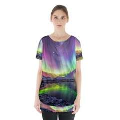 Aurora Borealis Polar Northern Lights Natural Phenomenon North Night Mountains Skirt Hem Sports Top by Pakjumat