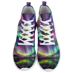 Aurora Borealis Polar Northern Lights Natural Phenomenon North Night Mountains Men s Lightweight High Top Sneakers by Pakjumat