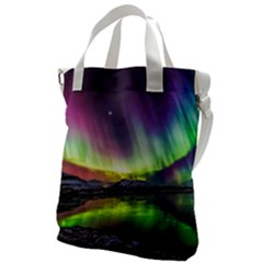 Aurora Borealis Polar Northern Lights Natural Phenomenon North Night Mountains Canvas Messenger Bag by Pakjumat