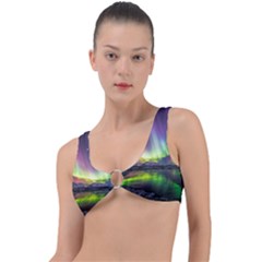 Aurora Borealis Polar Northern Lights Natural Phenomenon North Night Mountains Ring Detail Bikini Top by Pakjumat