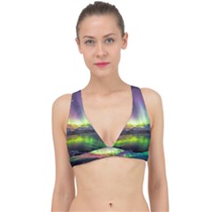 Aurora Borealis Polar Northern Lights Natural Phenomenon North Night Mountains Classic Banded Bikini Top by Pakjumat