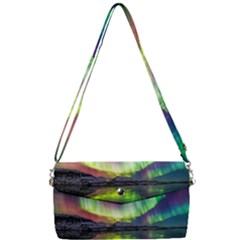 Aurora Borealis Polar Northern Lights Natural Phenomenon North Night Mountains Removable Strap Clutch Bag by Pakjumat