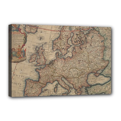 Old Vintage Classic Map Of Europe Canvas 18  X 12  (stretched) by Pakjumat