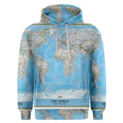 Blue White And Green World Map National Geographic Men s Overhead Hoodie by Pakjumat