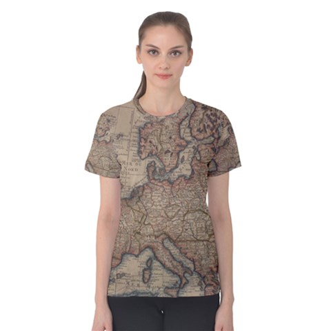 Old Vintage Classic Map Of Europe Women s Cotton T-shirt by Pakjumat