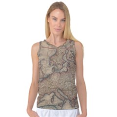 Old Vintage Classic Map Of Europe Women s Basketball Tank Top by Pakjumat