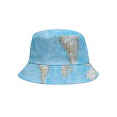 Blue White And Green World Map National Geographic Inside Out Bucket Hat (kids) by Pakjumat