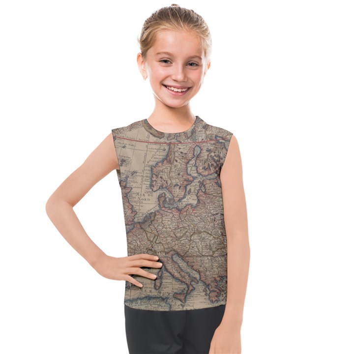 Old Vintage Classic Map Of Europe Kids  Mesh Tank Top