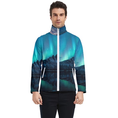 Aurora Borealis Mountain Reflection Men s Bomber Jacket by Pakjumat