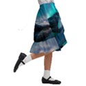 Aurora Borealis Mountain Reflection Kids  Ruffle Flared Wrap Midi Skirt View3