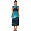 Aurora Borealis Mountain Reflection Sleeveless Round Neck Midi Dress View1