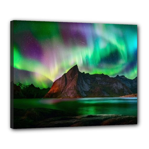 Aurora Borealis Nature Sky Light Canvas 20  X 16  (stretched) by Pakjumat