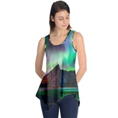 Aurora Borealis Nature Sky Light Sleeveless Tunic by Pakjumat