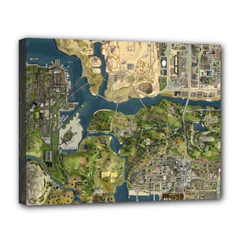 Map Illustration Gta Canvas 14  X 11  (stretched) by Pakjumat