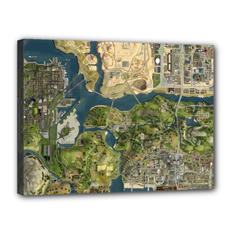 Map Illustration Gta Canvas 16  X 12  (stretched) by Pakjumat