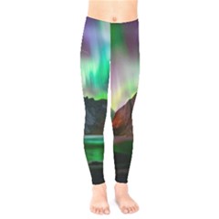 Aurora Borealis Nature Sky Light Kids  Leggings by Pakjumat