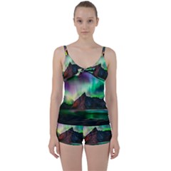 Aurora Borealis Nature Sky Light Tie Front Two Piece Tankini by Pakjumat