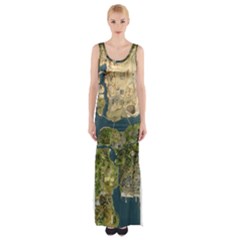 Map Illustration Gta Thigh Split Maxi Dress by Pakjumat