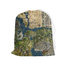 Map Illustration Gta Drawstring Pouch (xl) by Pakjumat