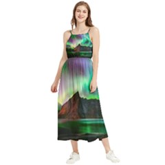 Aurora Borealis Nature Sky Light Boho Sleeveless Summer Dress by Pakjumat