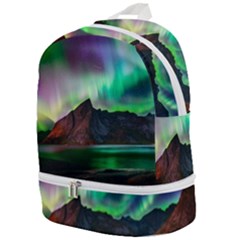 Aurora Borealis Nature Sky Light Zip Bottom Backpack by Pakjumat