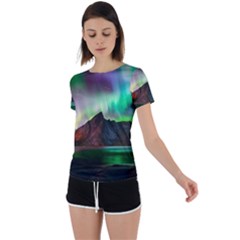 Aurora Borealis Nature Sky Light Back Circle Cutout Sports T-shirt