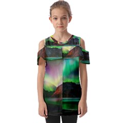 Aurora Borealis Nature Sky Light Fold Over Open Sleeve Top by Pakjumat