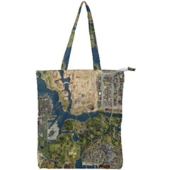 Map Illustration Gta Double Zip Up Tote Bag by Pakjumat