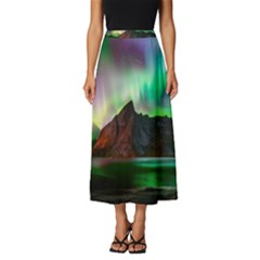 Aurora Borealis Nature Sky Light Classic Midi Chiffon Skirt by Pakjumat