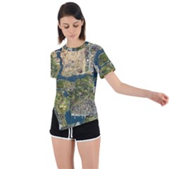 Map Illustration Gta Asymmetrical Short Sleeve Sports T-shirt by Pakjumat