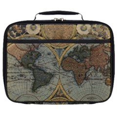 Vintage World Map Travel Geography Full Print Lunch Bag by Pakjumat