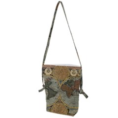 Vintage World Map Travel Geography Folding Shoulder Bag by Pakjumat