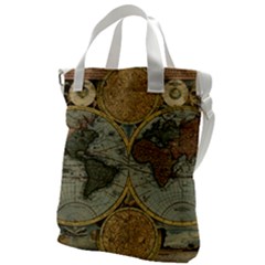 Vintage World Map Travel Geography Canvas Messenger Bag by Pakjumat