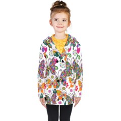 Butterflies Abstract Colorful Floral Flowers Vector Kids  Double Breasted Button Coat by Pakjumat