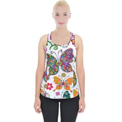 Butterflies Abstract Colorful Floral Flowers Vector Piece Up Tank Top