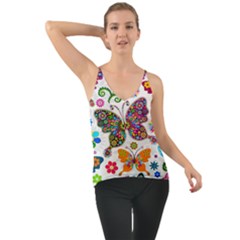 Butterflies Abstract Colorful Floral Flowers Vector Chiffon Cami by Pakjumat