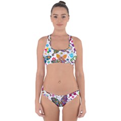 Butterflies Abstract Colorful Floral Flowers Vector Cross Back Hipster Bikini Set by Pakjumat