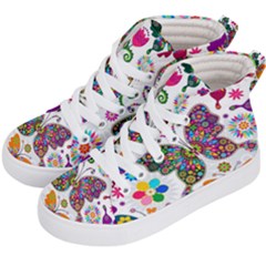 Butterflies Abstract Colorful Floral Flowers Vector Kids  Hi-top Skate Sneakers by Pakjumat