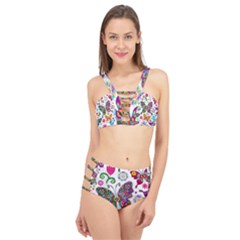 Butterflies Abstract Colorful Floral Flowers Vector Cage Up Bikini Set by Pakjumat