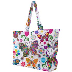 Butterflies Abstract Colorful Floral Flowers Vector Simple Shoulder Bag by Pakjumat