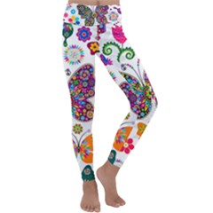 Butterflies Abstract Colorful Floral Flowers Vector Kids  Lightweight Velour Classic Yoga Leggings by Pakjumat