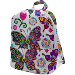 Butterflies Abstract Colorful Floral Flowers Vector Zip Up Backpack by Pakjumat