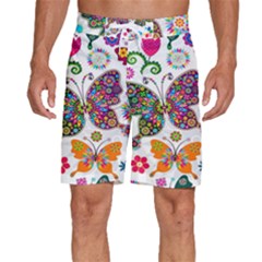 Butterflies Abstract Colorful Floral Flowers Vector Men s Beach Shorts by Pakjumat