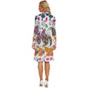 Butterflies Abstract Colorful Floral Flowers Vector Long Sleeve Shirt Collar A-Line Dress View4