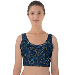 Colorful Abstract Pattern Creative Colorful Line Linear Background Velvet Crop Top by Pakjumat