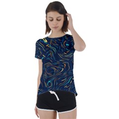 Colorful Abstract Pattern Creative Colorful Line Linear Background Short Sleeve Open Back T-shirt by Pakjumat