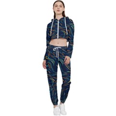 Colorful Abstract Pattern Creative Colorful Line Linear Background Cropped Zip Up Lounge Set by Pakjumat