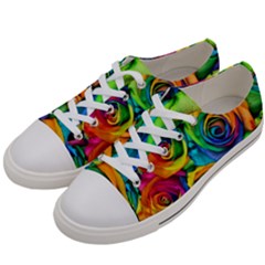 Colorful Roses Bouquet Rainbow Men s Low Top Canvas Sneakers by Pakjumat