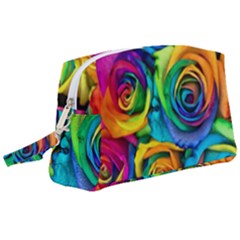 Colorful Roses Bouquet Rainbow Wristlet Pouch Bag (large) by Pakjumat